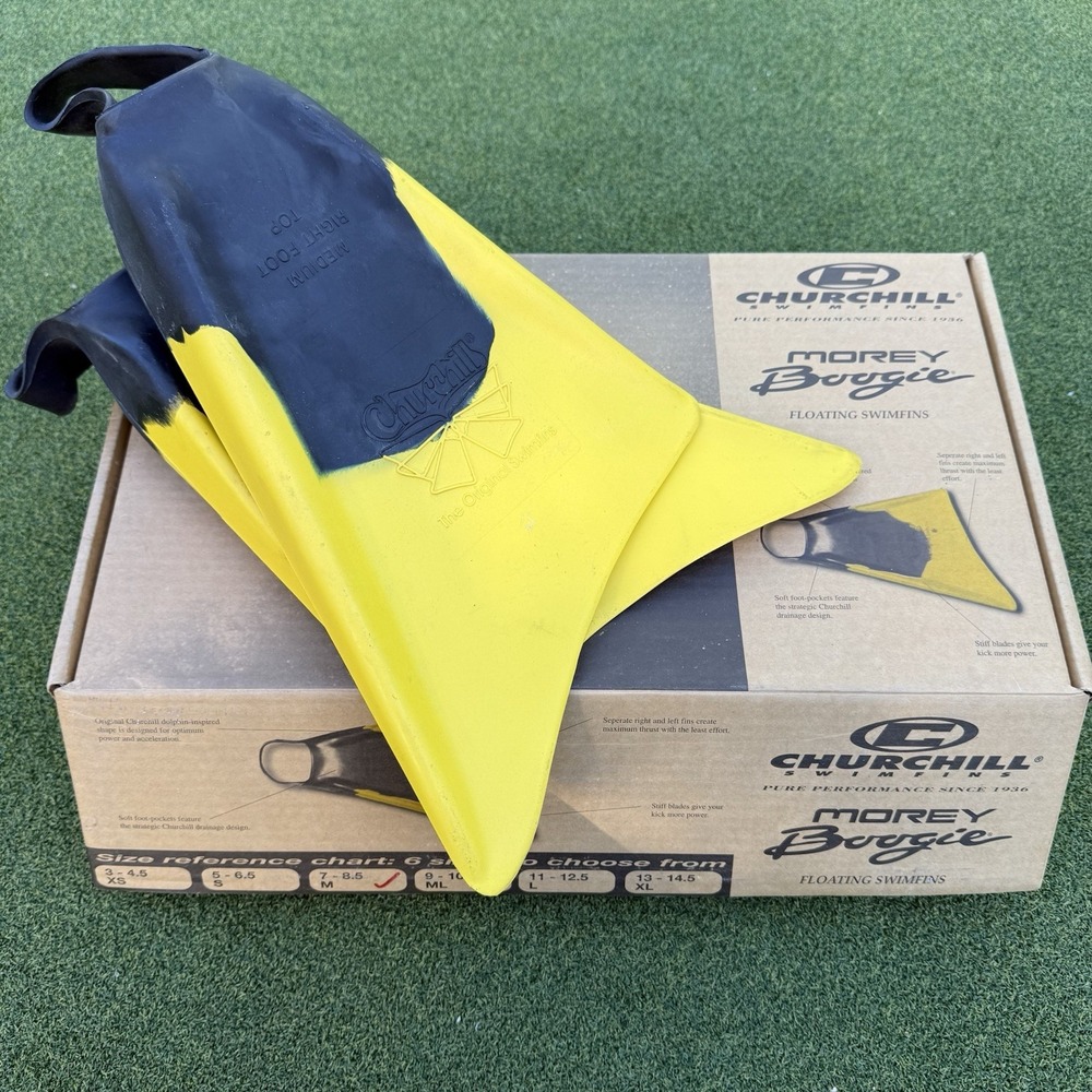 Churchill Morey Boogie The Original Floating Swim Fins Medium 7-8.5 Black Yellow